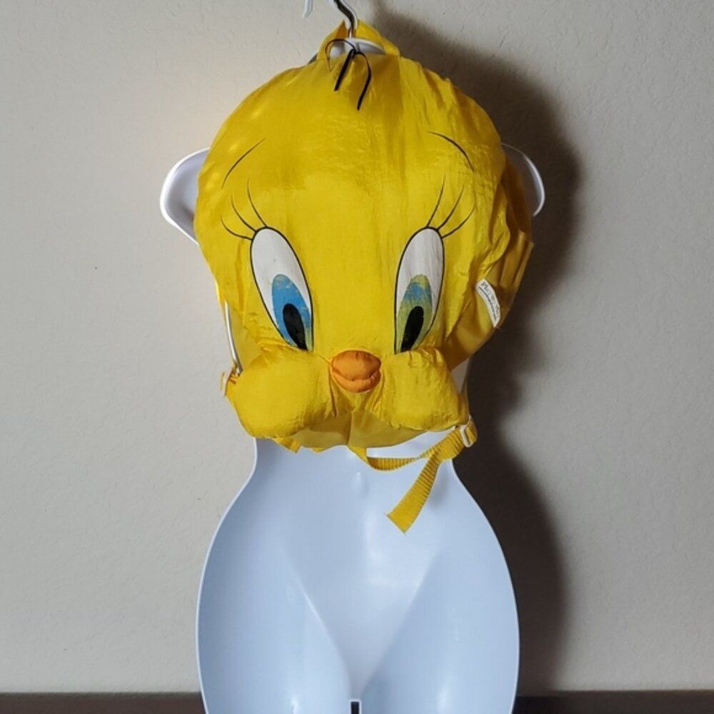 VTG 1994 Looney Tunes Tweety Bird Plush Head Backpack 12” - Play By Play